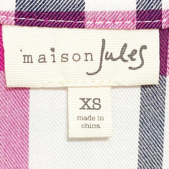 Maison Jules XS Long Sleeve Plaid Button Down Shirt - Picture 5 of 7